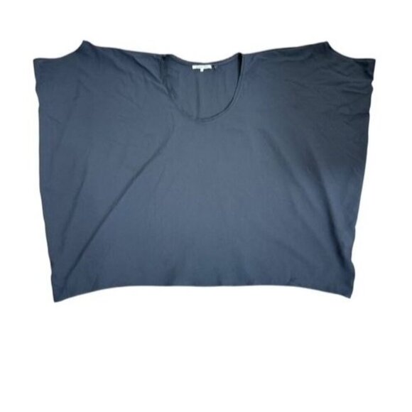 Helmut Lang Black Short Sleeve Blouse Top Boxy Drapey Modern Polyester Size S - Picture 2 of 7